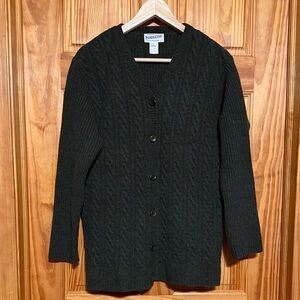 Pendleton Vintage Lambswool Dark Green Knit Cardigan Sweater